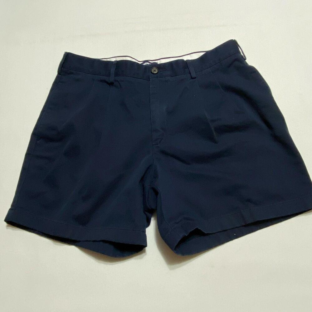 Lands'End Relaxed fit Pleated front Women's size 35 Dark blue‎ Twill Shorts